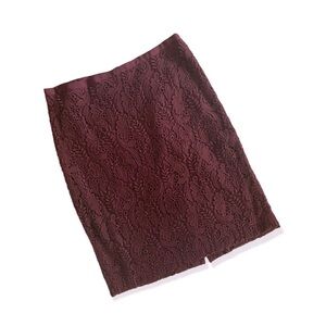 Talbots Crochet Lace Burgundy Pencil Skirt